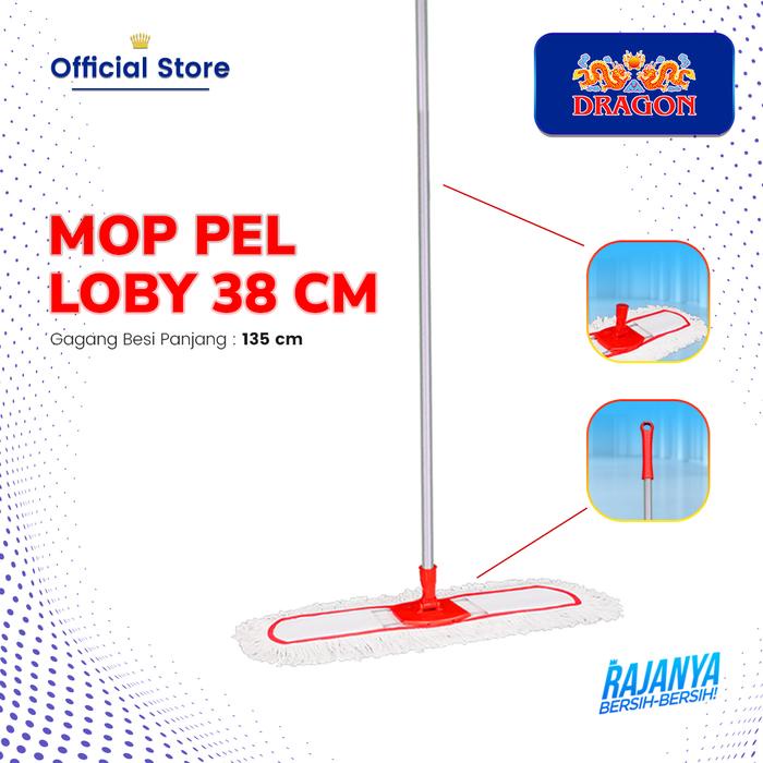 PREMIUM [COD]DRAGON Mop Pel Lobi 38 cm Alat Pel Lantai Gagang panjang 135cm Cleaning Mop Serbaguna