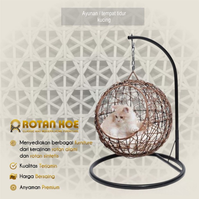 PREMIUM Ayunan Kucing Rotan Sintetis / Rumah Kucing / Tempat Tidur kucing