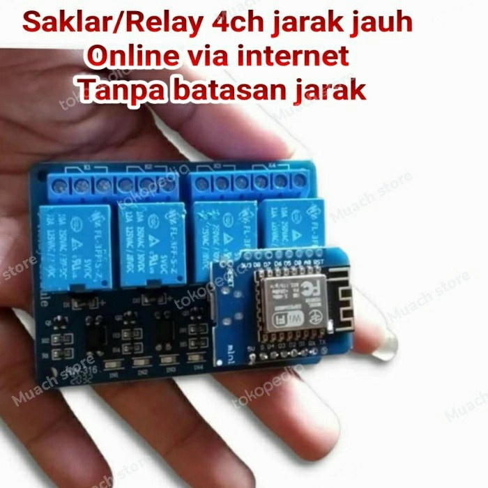 PREMIUM smarthome saklar/relay 4ch jarak jauh tanpa batasan jarak via internet