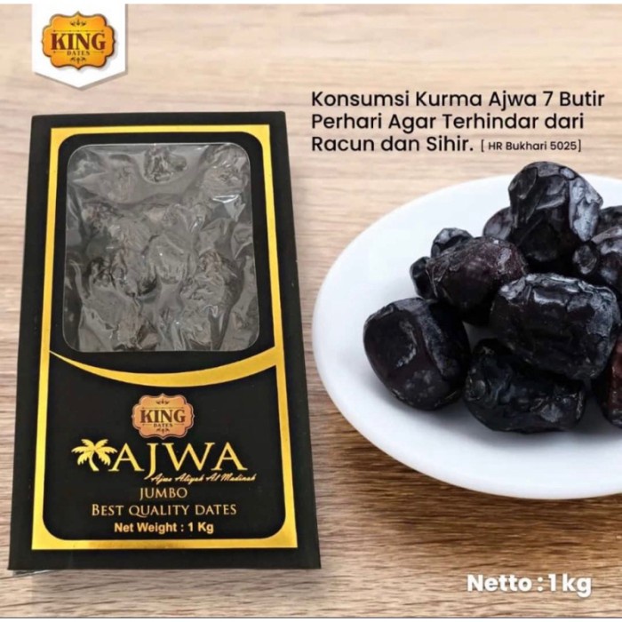 

Lezat- KURMA AJWA MADINAH BOX 1kg Aliyah Organik Ajwah Medina Azwa Premium