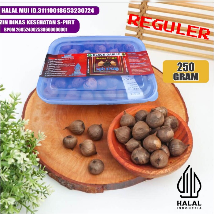 

Lezat- BAWANG PUTIH HITAM TUNGGAL-BAWANG HITAM LANANG SIUNG-BLACK GARLIC 250G
