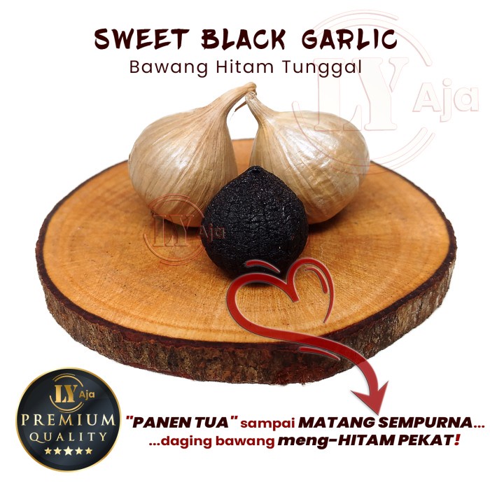 

Lezat- SUPER JUMBO PREMIUM Bawang Hitam Tunggal 500 Gram LY Aja Black Garlic