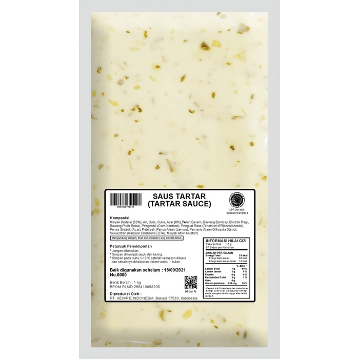 

Lezat- KEWPIE TARTAR SAUCE SAUS TARTAR TAR TAR 1 KG