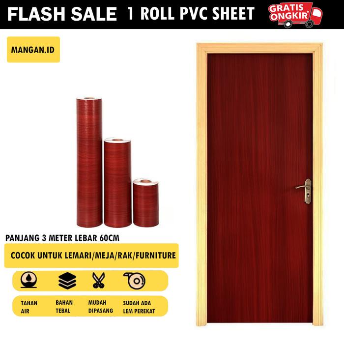 Stiker Hpl Pelapis Furniture Ukuran 60cm x 3m Motif Serat Kayu Cocock Untuk Meja,Lemari,Pintu &