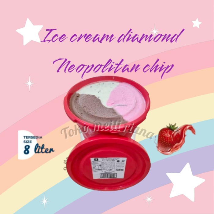 

es krim diamond neopolitan chip premium 8 liter mix 3 rasa bekasi