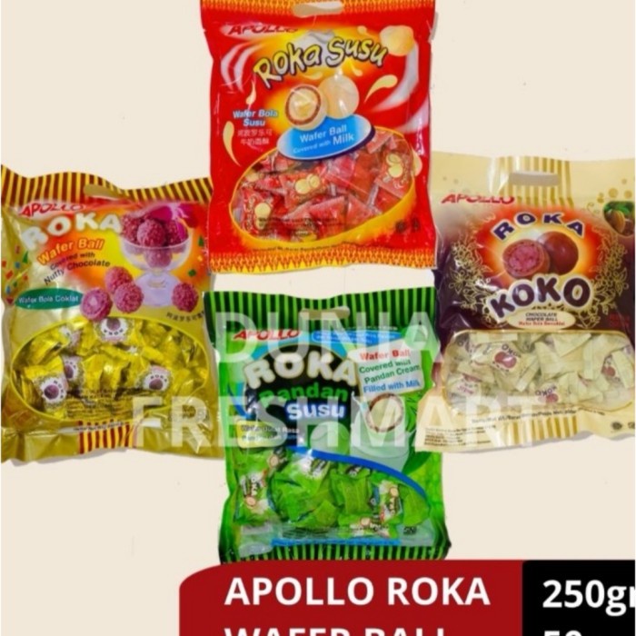 

APOLLO ROKA WAFER BALL 250/300GR PILIHAN RASA ORIGINAL/KOKO DOUBLE/PANDAN SUSU/SUSU (HARGA