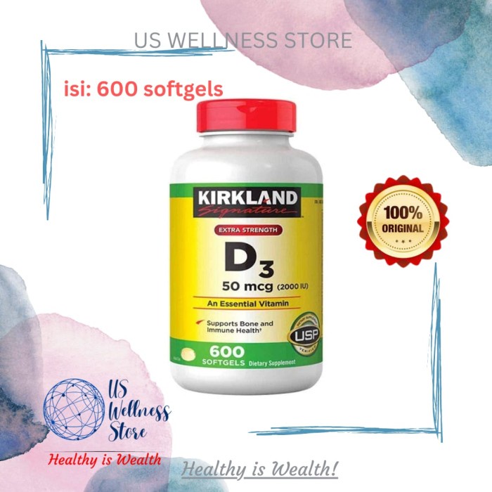 KIRKLAND Vitamin D3 - 2000iu, isi 600 Softgel