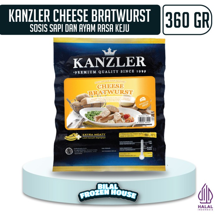 

Lezat- Sosis Kanzler Cheese Bratwurst 360gr - Sosis Sapi & Ayam Rasa Keju