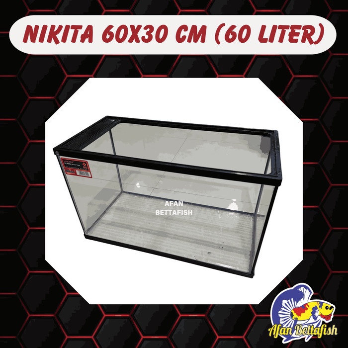 ORIGINAL.. AQUARIUM NIKITA 60 UKURAN 60 X 30 X 36 CM GLASS WATER TANK AKUARIUM