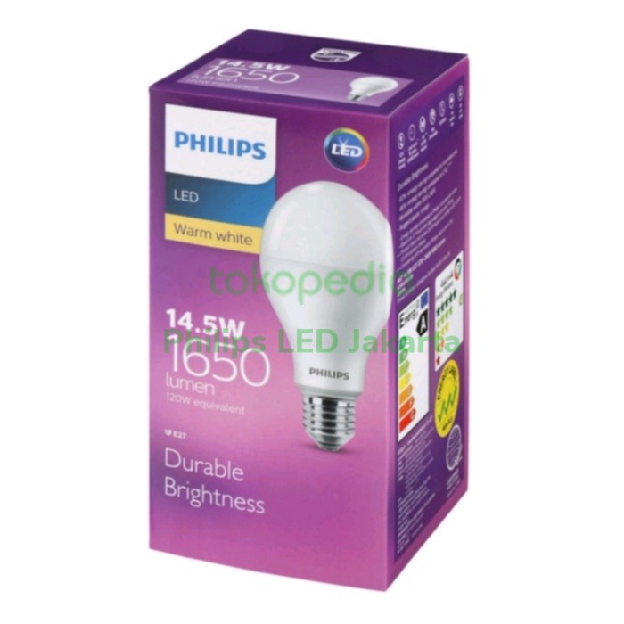 Lampu Philips LED Bulb 14.5W Watt Kuning Warm White E27 3000K
