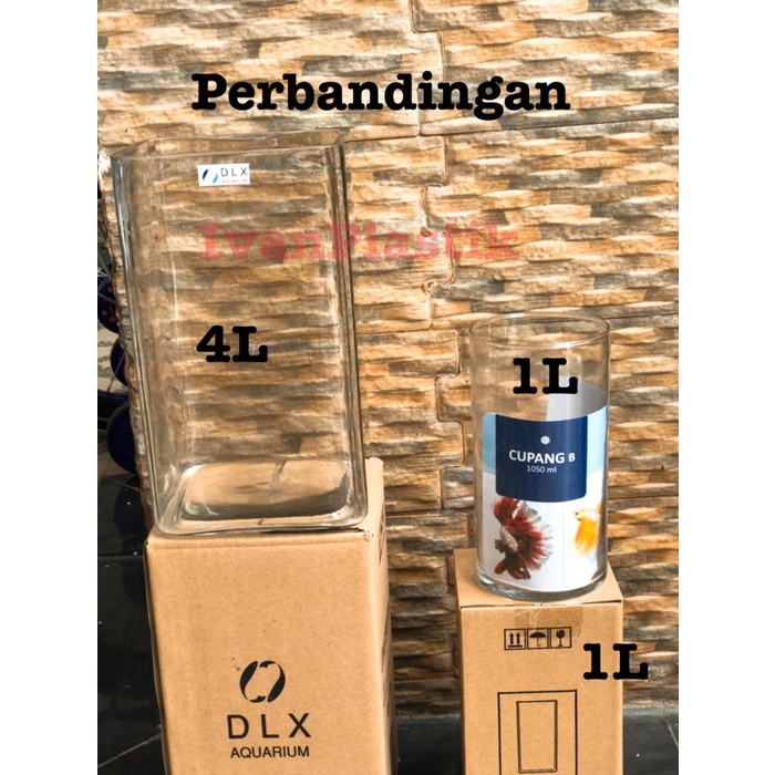 Pet- AQUARIUM KACA CUPANG KOTAK DLX 4 LITER
