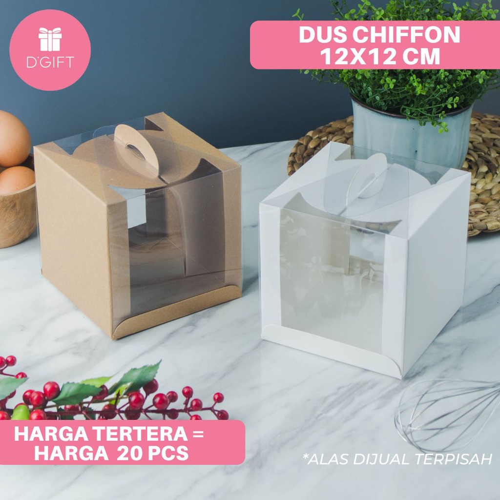 GROSIR 20 PCS - DUS CHIFFON CAKE BOX KUE MINI KOREAN CAKE GIFT BOX SOUVENIR MIKA TRANSPARAN