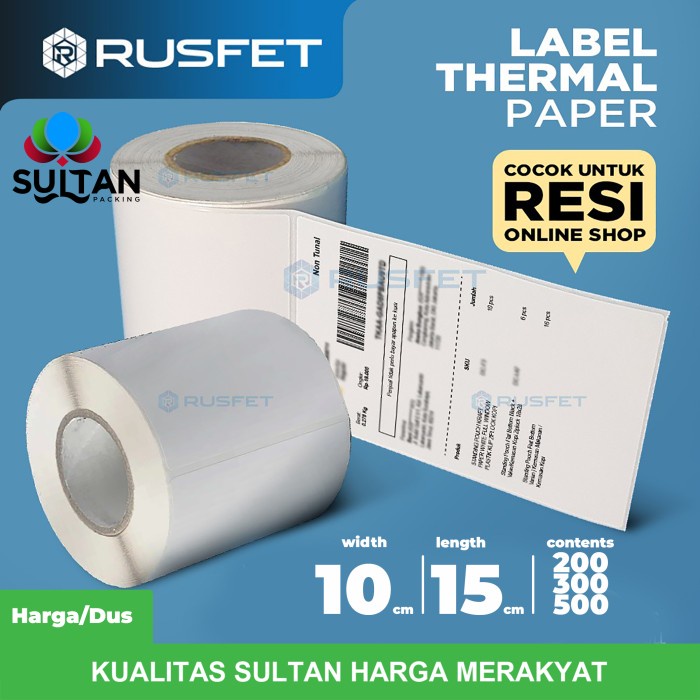 

Stiker Thermal Label Barcode/Label Resi 100 x 150mm Per Dus/Kargo