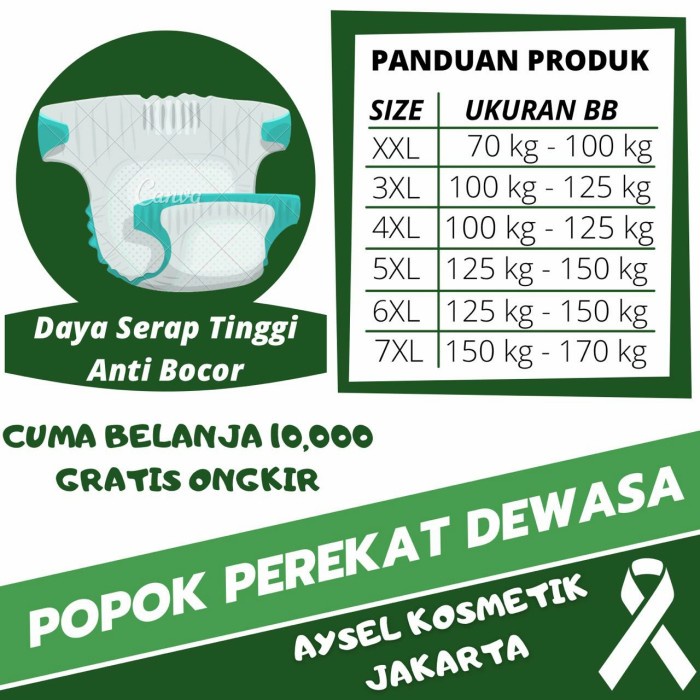 (ECERAN) popok PEREKAT dewasa XXL JUMBO / pempers / adult diaper