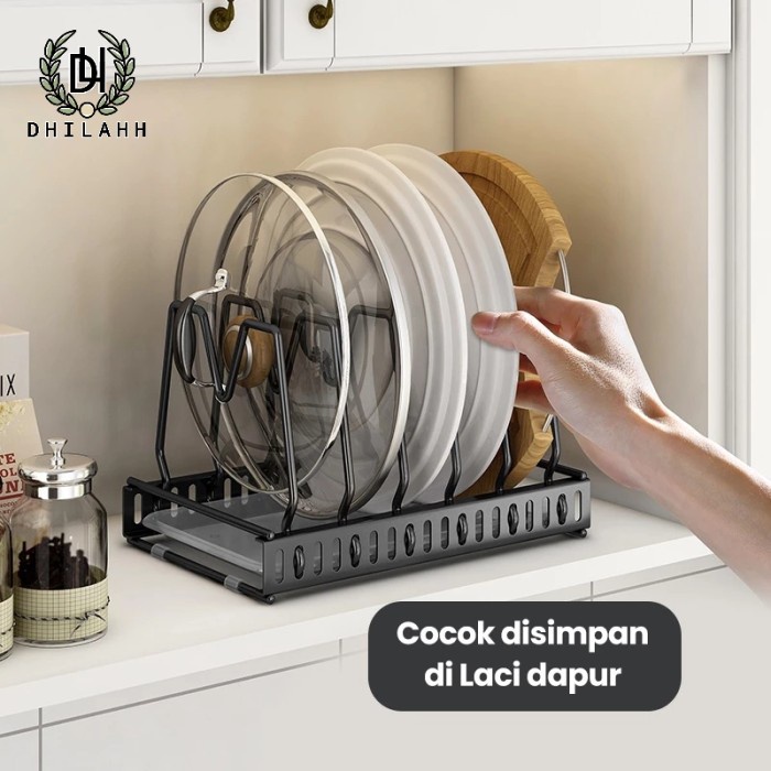 BERGARANSI Rak Penyimpanan Tutup Panci Peralatan Dapur Rak Dapur Fleksible Anti Karat