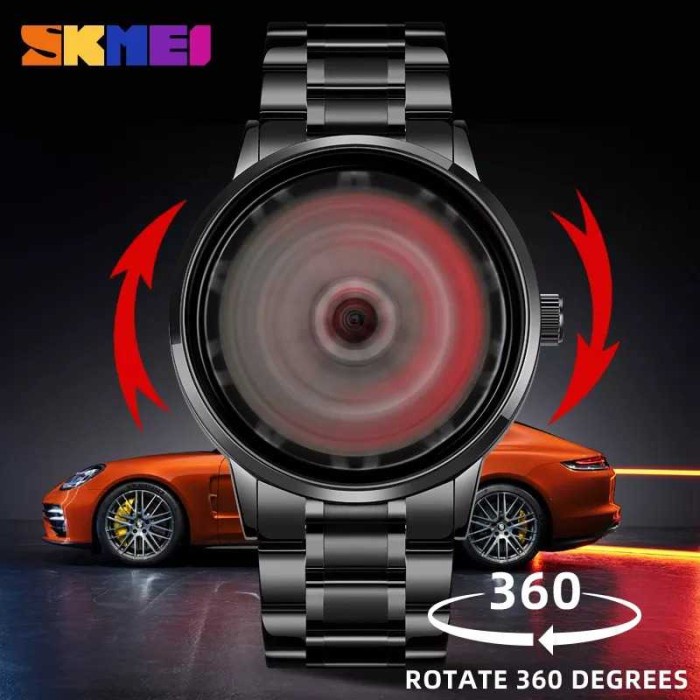 CUCI GUDANG.. JAM TANGAN VELG MOBIL RACING BERPUTAR SKMEI 1990D SPINNING WHEEL RIM