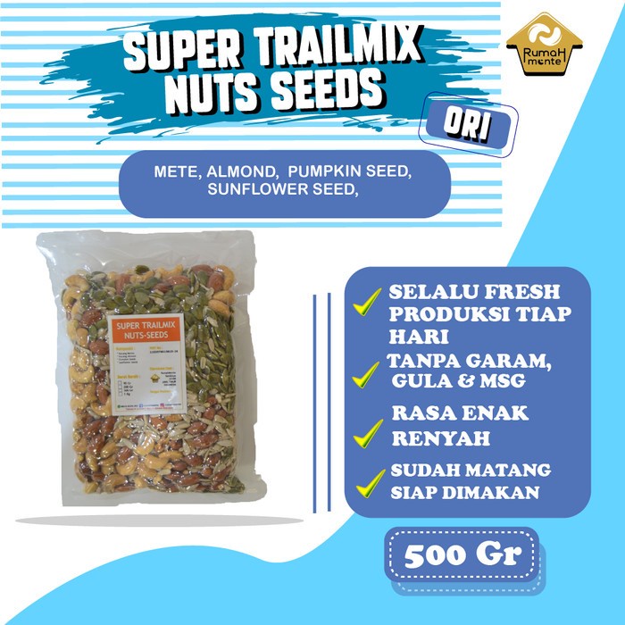 

(TopSeller) TRAIL MIX KACANG MEDE KACANG ALMOND SUNFLOWER SEED PUMPKIN SEED 500GR