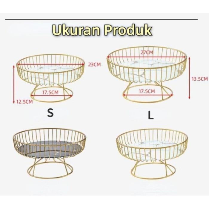 Tempat Buah / Stainless 304 Gold Dan marble keramik /Keranjang Penyimpanan/Keranjang Buah Gold