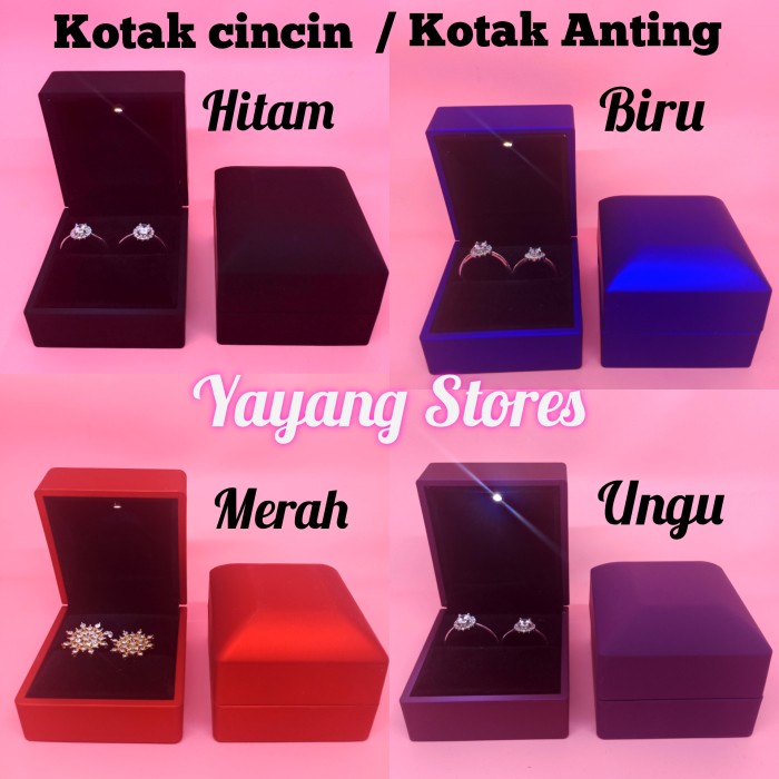 Kotak Cincin Led / Kotak Perhiasan Cincin Anting Lampu Led