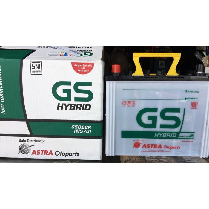 Aki Mobil Basah GS Hybrid NS70 / 65D26R 12v 65Ah ORI Astra