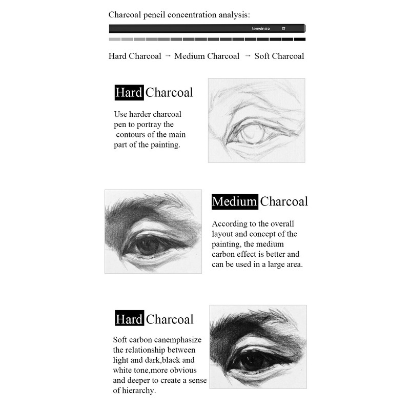 

Triple W 12 Pcs Charcoal Pencil Art Paint Pensil Arang Gambar Sketsa