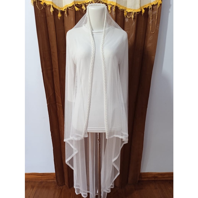 Slayer Pengantin Putih Tulang Kerudung Pengantin Hijab Pengantin Elegan Slayer Pengantin Murah