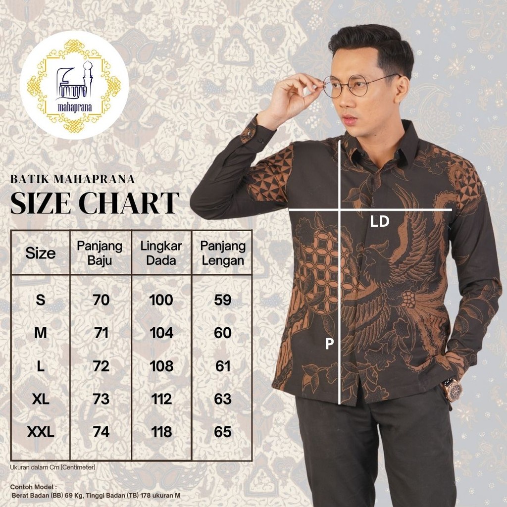 {{ Batik Mahaprana Motif Reksabumi Kemeja Batik Pria Lengan Panjang dan Pendek Slimfit Full Furing
