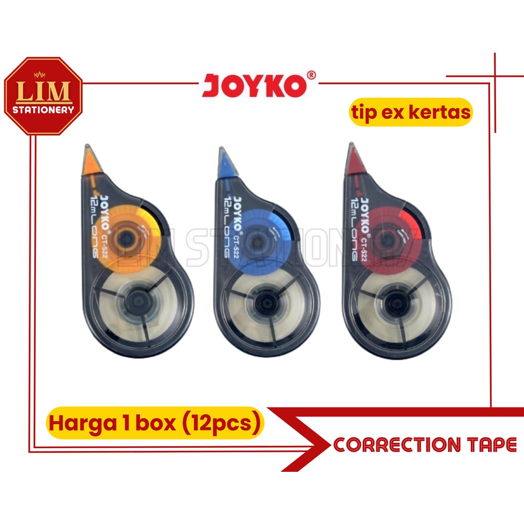 

JOYKO TIPE X KERTAS / TIPE X ROLL (12PCS) CORRECTION TAPE CT-522