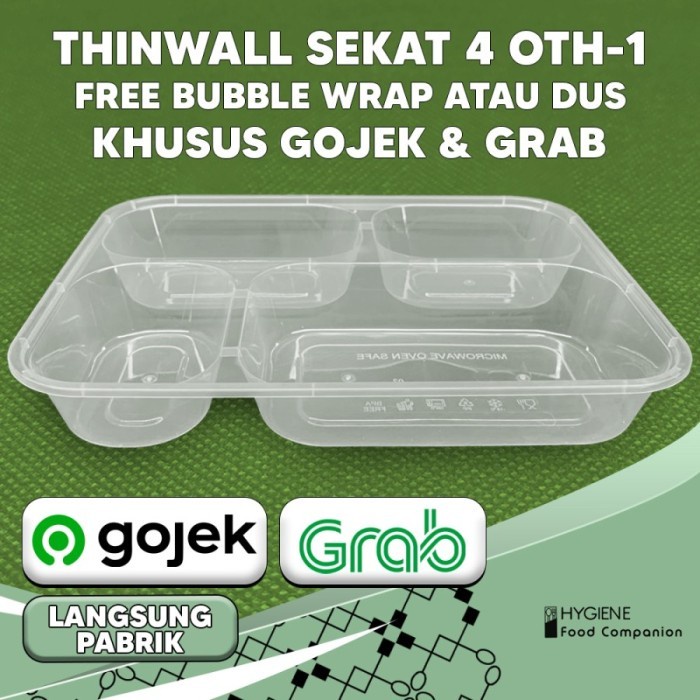 (Expert) Thinwall Bento Sekat 4 Dome - Food Container Bento Thinwall Premium