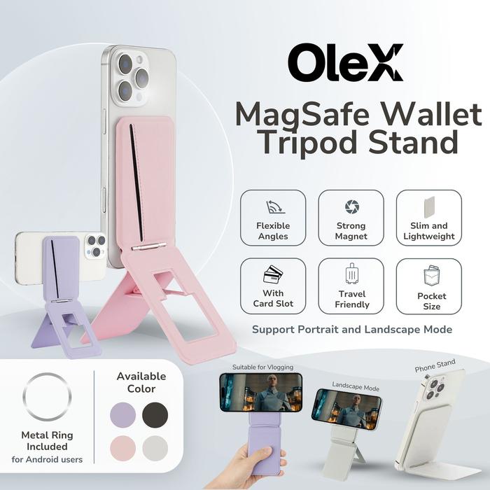 Olex Magsafe Wallet Card Slot Kartu Slim Tripod Stand Hp Magnetic Moft Promo
