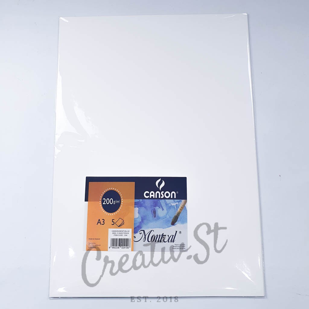 

IK! CANSON Montval Watercolor Paper A3 200 220 Gsm 5 Sheet Kertas Cat Air Water Color 42 Cm X 30 Cm