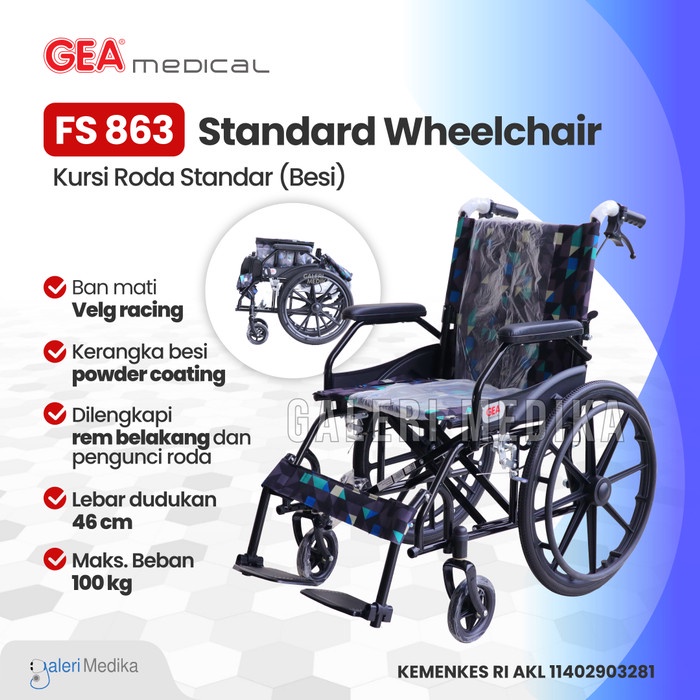 Kursi Roda GEA FS 863 Steel Wheelchair / Kursi Roda Semi Travel GEA