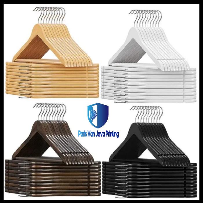 Lengkap- Hanger Kayu Palangan Dewasa / Hanger Gantungan Baju / Hanger kayu Distro Premium Dewasa/