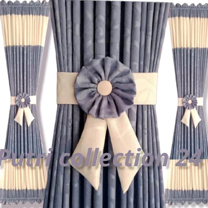 murah- gorden minimalis model Tali kupu kupu terbaru warna abu Bunga Jendela