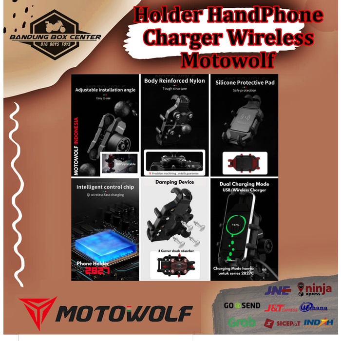 Motowolf Phone Holder Wireless Charger Holder Hp Motowolf Terlaris
