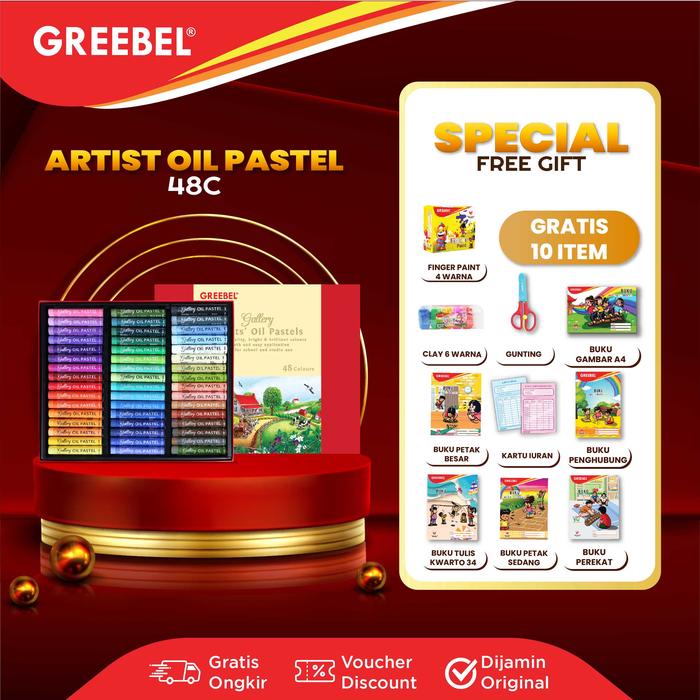 

GREEBEL Crayon Krayon ARTIST OIL PASTEL (AOP 48 Warna) / Krayon Oil Pastel / Crayon Sekolah Mewarnai
