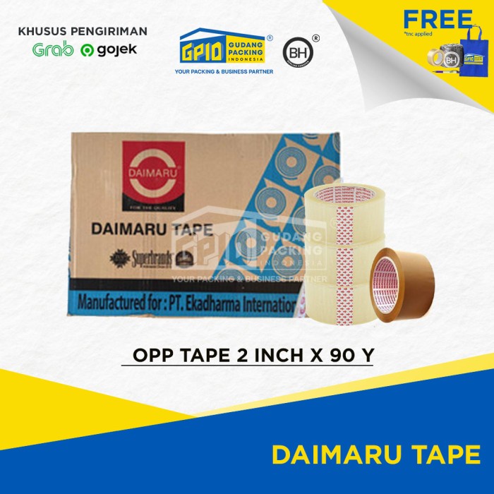 

(GOSEND/GRAB) DAIMARU - Lakban 2 inch / 48mm x 90 yard Bening / Coklat