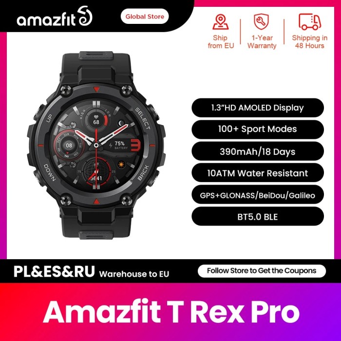 Amazfit T-rex Trex Pro T Rex GPS Waterproof Smartwatch Outdoor 18-day