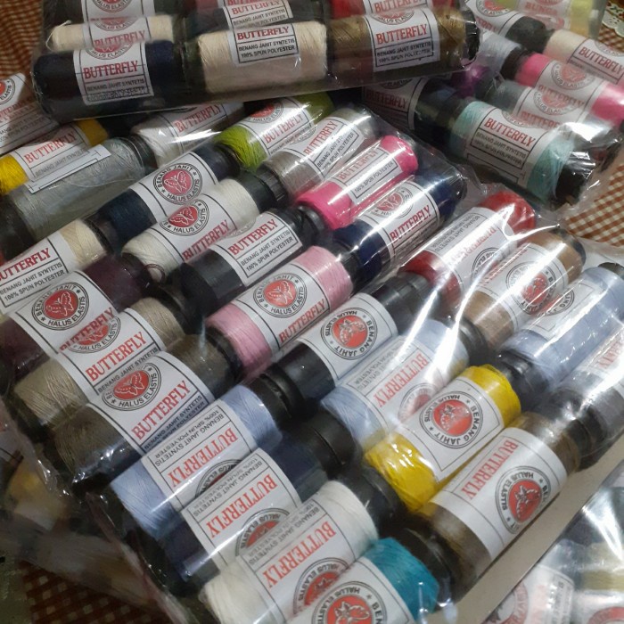 

12 pcs Benang Jahit Syntetis BUTTERFLY 100% Spun Polyster isi