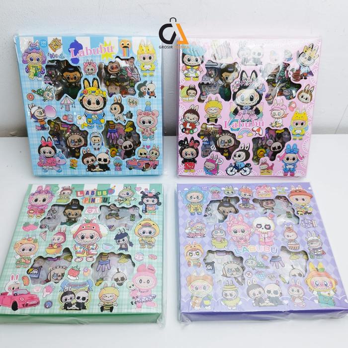 

GROSIR 100 Lembar Sticker Labubu Monster Kartun Viral Stiker Lucu Waterproof Paper Stationery