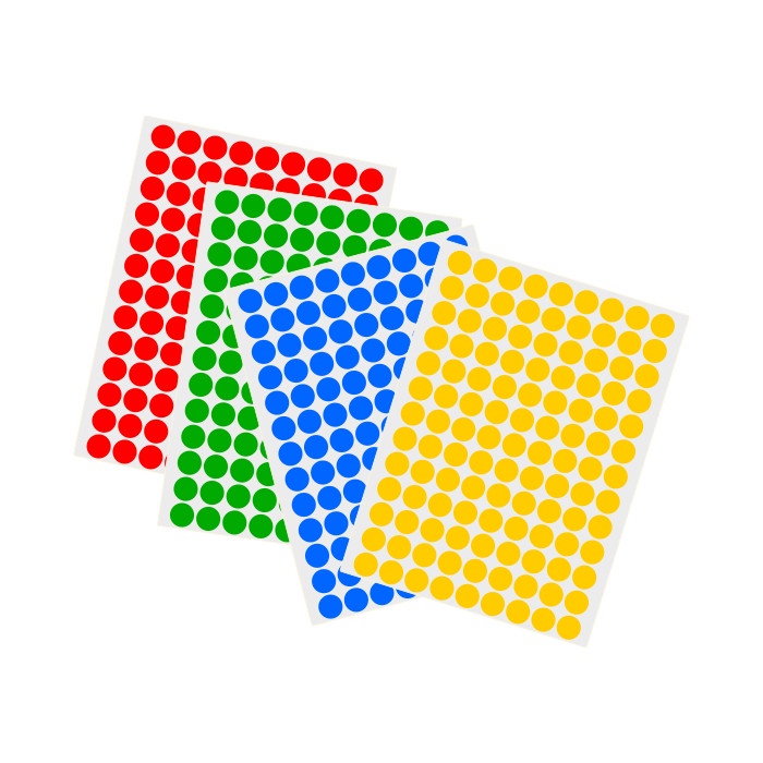 Stiker Dot Bulat Warna Polos Biru Merah Hijau dan Kuning