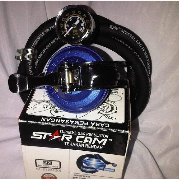 REGULATOR GAS LPG STARCAM SC 23 M SELANG GAS LPG 500 PSI DN TIGA LAPIS