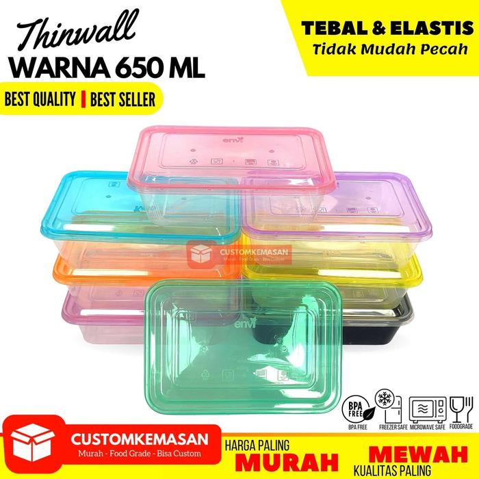 ada- Thinwall 650 ml Warna / Lunch Box Plastik / Wadah plastik / Thinwall Special Edition Warna