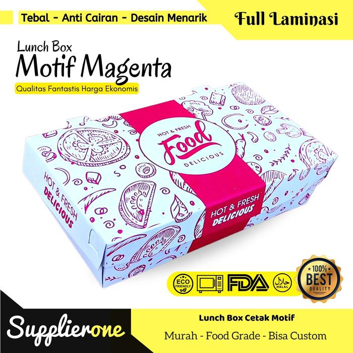 ada- Lunch Box Paper Cetak Motif L Isi 50 Pcs/ Paper Lunch Box / Lunch Box Kertas /Dus Box Ayam