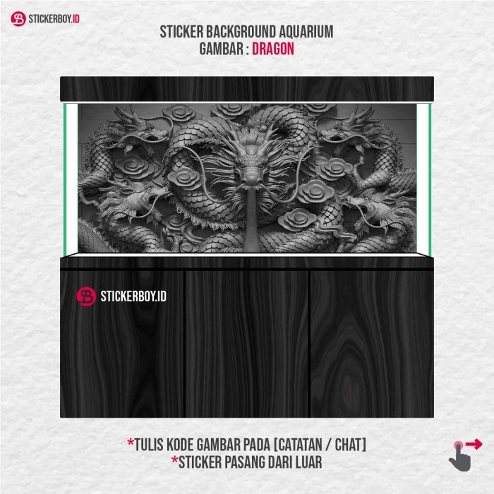 Kualitas No1 Sticker Aquarium / Background Aquarium / Wallpaper Aquarium Naga 3D 2