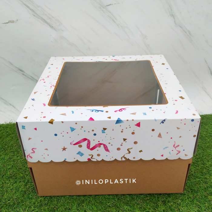 ada- dus tart party 28x28x20 / Box Kue 28 Cm / Dus Tart
