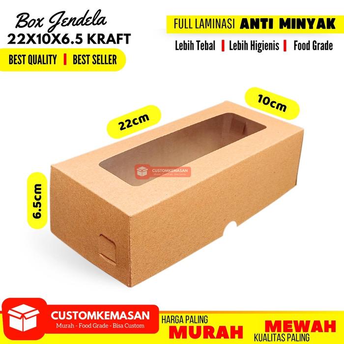 ada- Dus Brownies 22x10x6.5 25 Pcs / Dus Brownies Box 22x10 / Box Brownies Jendela Kemasan