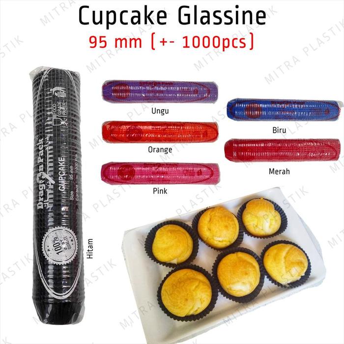 ada- Cupcake 95 mm Cup Cake Case Glassine Paper 1000 pcs Hitam
