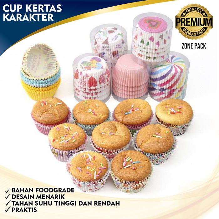 ada- [100 PCS] Cup Kertas Karakter Paper Cup CupCake Motif Karakter Lucu Cup Cake Paper Cetakan