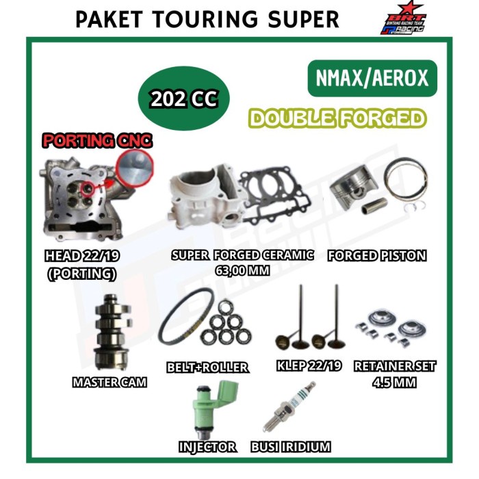 BRT Paket Touring 13 Nmax/Aerox Head Porting-Block Ceramic-Cam-Roller